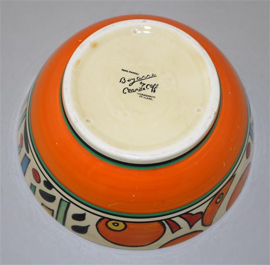 A Clarice Cliff orange pattern bowl, diameter 17.45cm